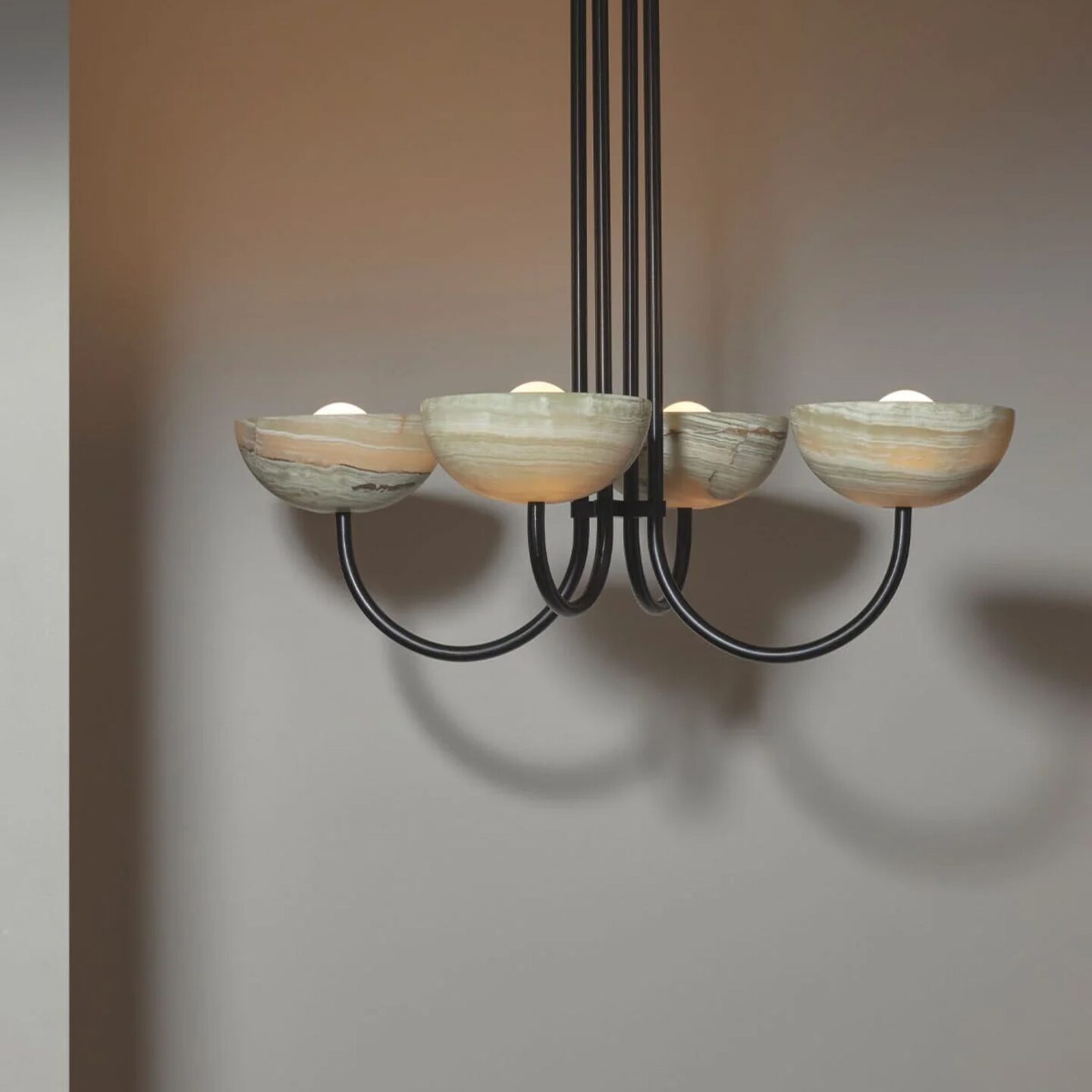 Aurelia Chandelier Narrow  Jade Onyx & Brushed Black